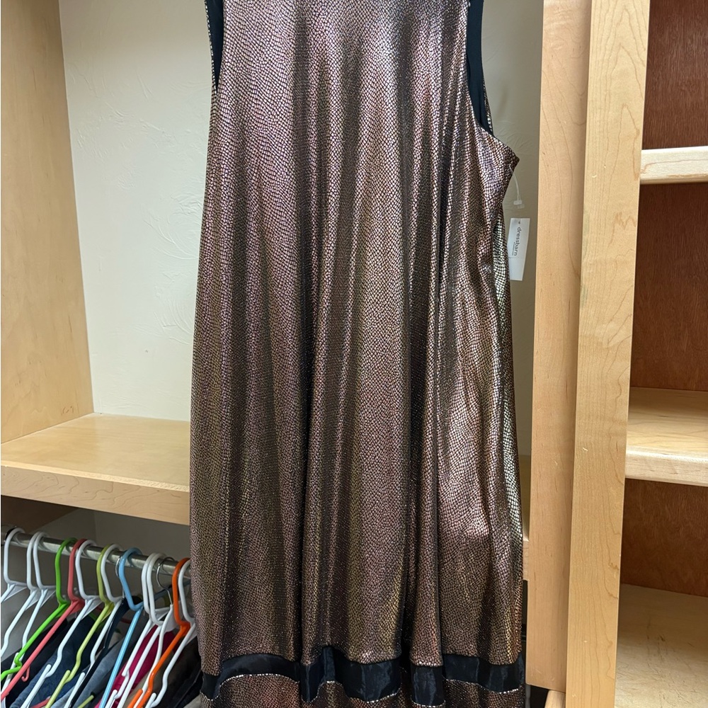 dressbarn Metallic Bronze A-Line Dress